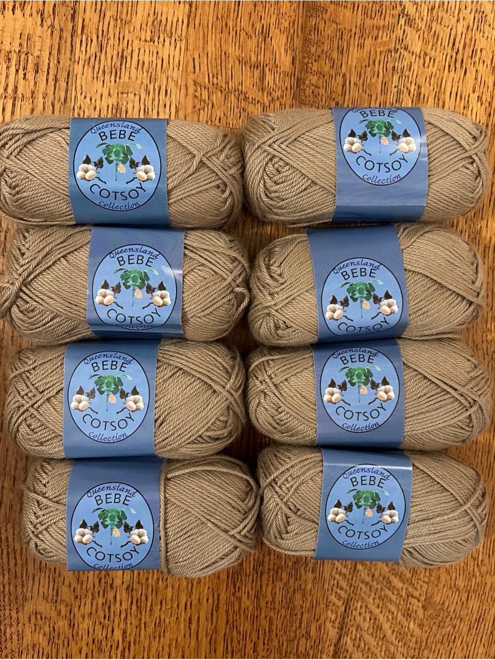 Lot of 8: Queensland BEBE COTSOY Soy Organic Cotton Yarn #11 CAMEL Discontinued